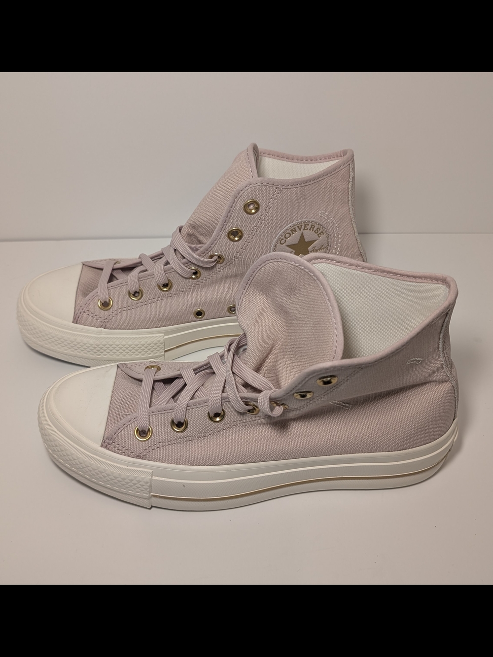 Converse Chuck Taylor All Star Lift Platform Hi Flush Stone Gold Women's Sz 8.5
